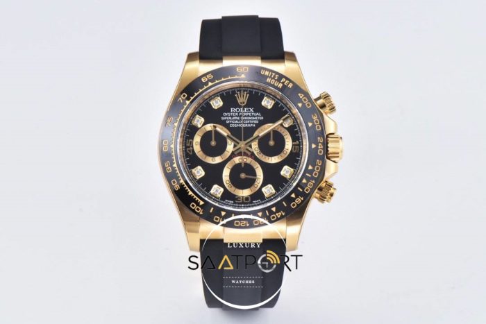 Rolex Daytona 4130 Clean Factory 40 mm Taşlı Siyah Kadran Super Clone ETA