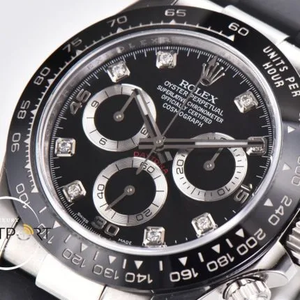 Rolex Daytona 4130 Clean Factory 40 mm Taşlı Siyah Kadran Super Clone ETA