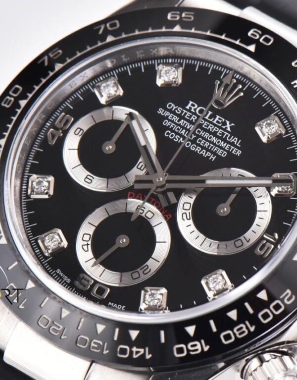 Rolex Daytona 4130 Clean Factory 40 mm Taşlı Siyah Kadran Super Clone ETA
