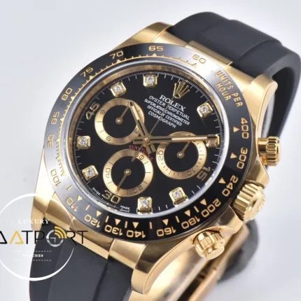 Rolex Daytona 4130 Clean Factory 40 mm Taşlı Siyah Kadran Super Clone ETA