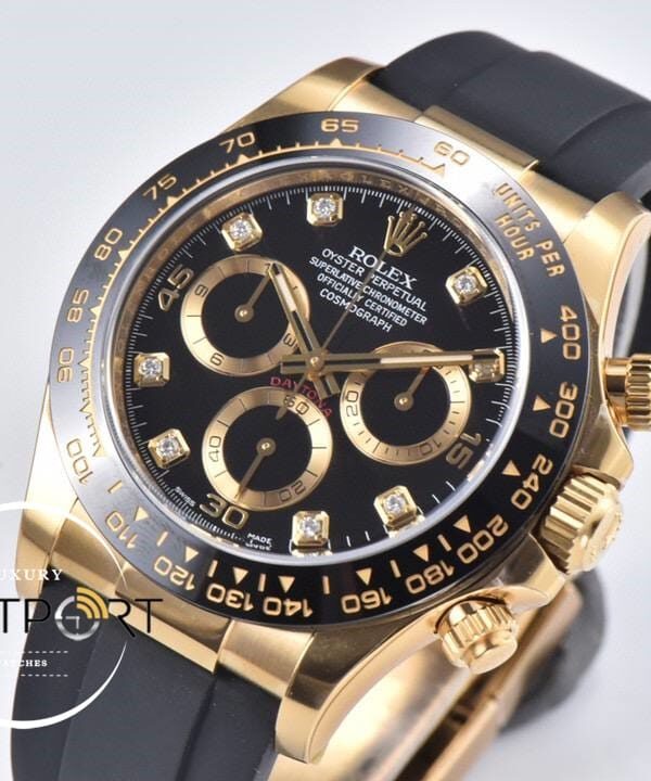 Rolex Daytona 4130 Clean Factory 40 mm Taşlı Siyah Kadran Super Clone ETA