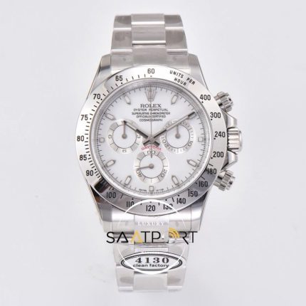 Rolex Daytona 904L Clean Factory 40 mm Beyaz Kadran Super Clone ETA