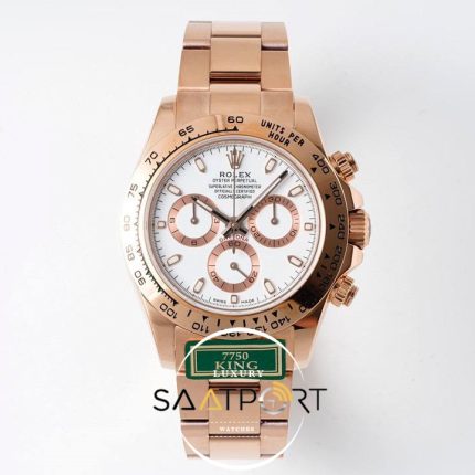 Rolex Daytona King Factory 40 mm Rose Kasa Beyaz Kadran Super Clone ETA