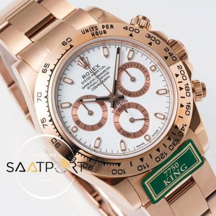 Rolex Daytona King Factory 40 mm Rose Kasa Beyaz Kadran Super Clone ETA