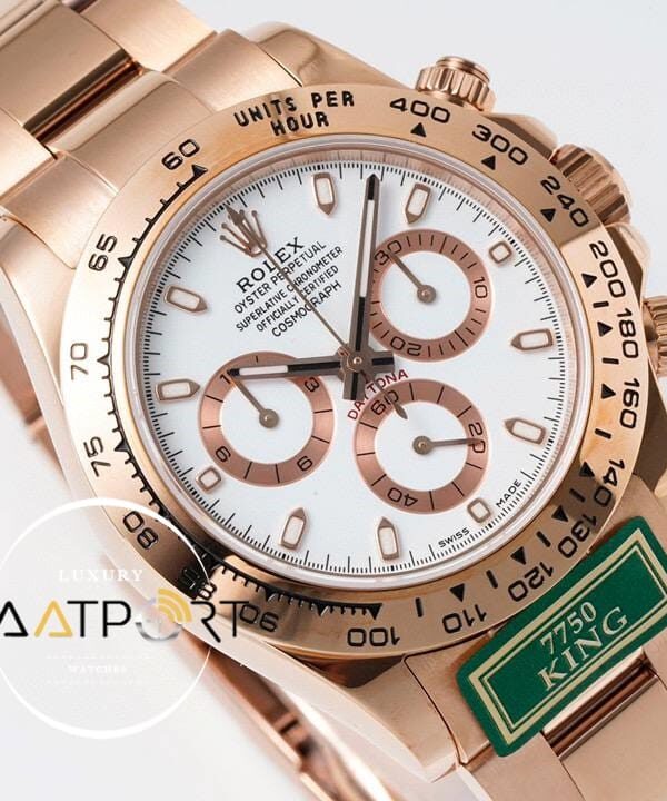 Rolex Daytona King Factory 40 mm Rose Kasa Beyaz Kadran Super Clone ETA