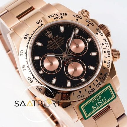 Rolex Daytona King Factory 40 mm Rose Kasa Siyah Kadran Super Clone ETA