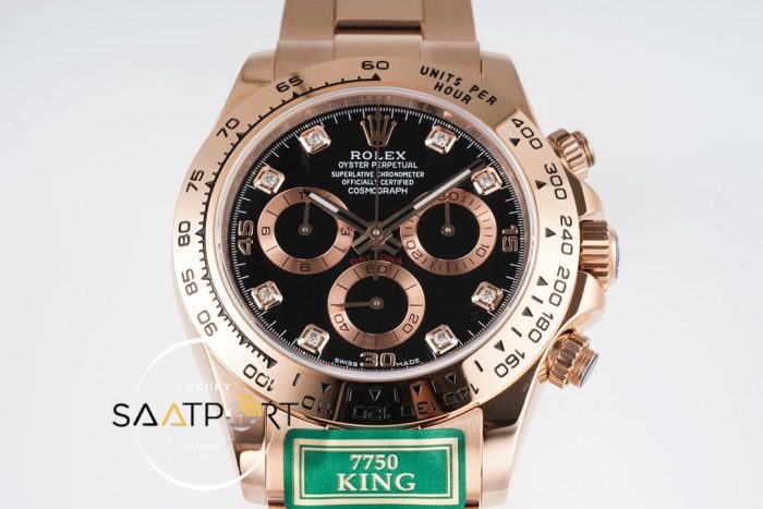 Rolex Daytona King Factory 40 mm Rose Kasa Taşlı Kadran Super Clone ETA