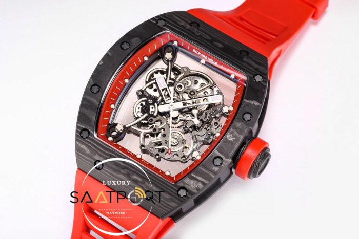 Richard Mille RM055 Carbon Kasa Kırmızı İskelet Kadran