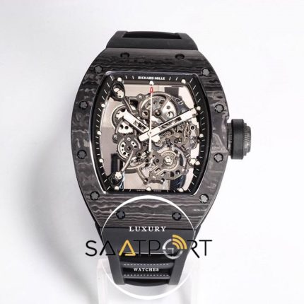 Richard Mille RM055 Carbon Kasa Siyah İskelet Kadran