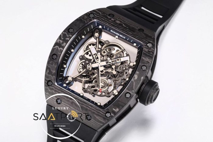 Richard Mille RM055 Carbon Kasa Siyah İskelet Kadran