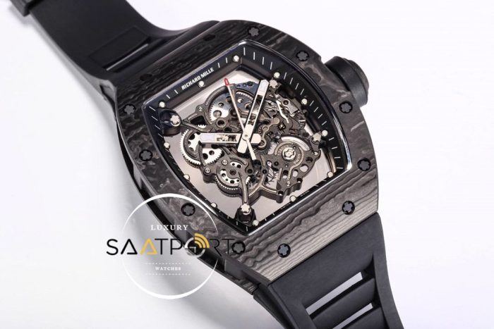 Richard Mille RM055 Carbon Kasa Siyah İskelet Kadran