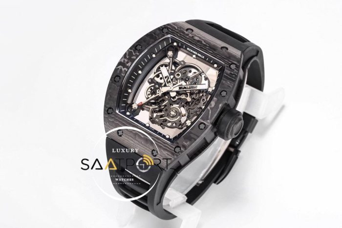 Richard Mille RM055 Carbon Kasa Siyah İskelet Kadran