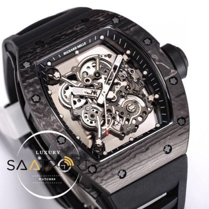 Richard Mille RM055 Carbon Kasa Siyah İskelet Kadran