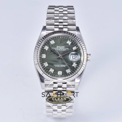 Rolex Datejust 36mm Clean Factory Palmiye Desenli Taşlı Yeşil Kadran