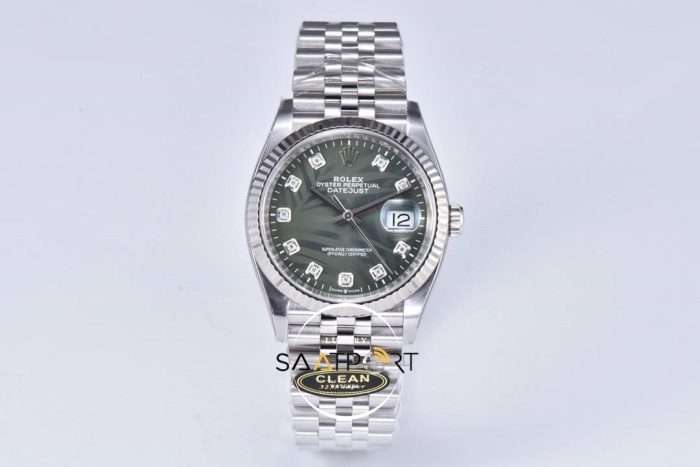 Rolex Datejust 36mm Clean Factory Palmiye Desenli Taşlı Yeşil Kadran