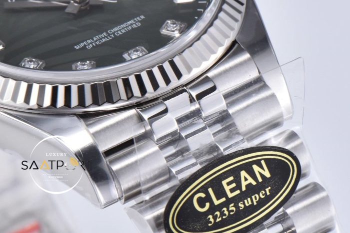 Rolex Datejust 36mm Clean Factory Palmiye Desenli Taşlı Yeşil Kadran