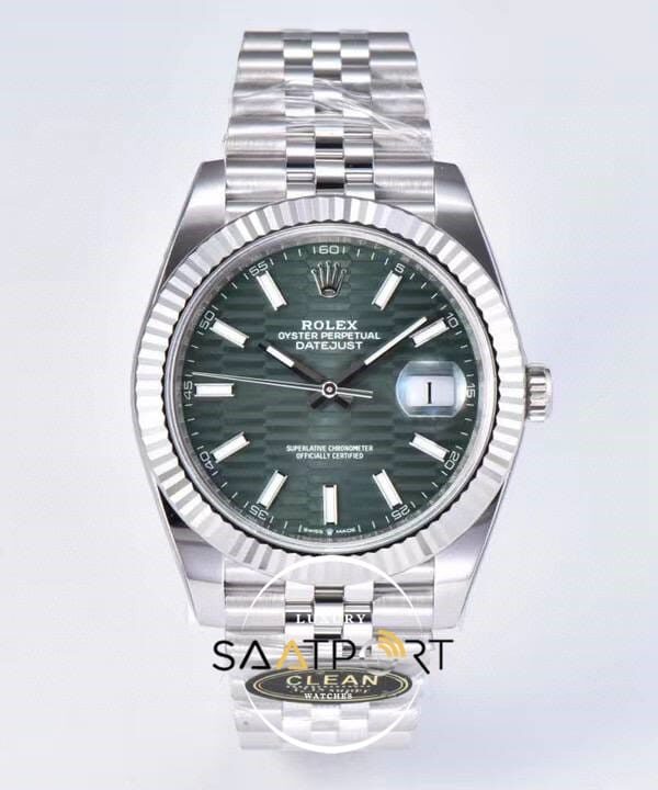 Rolex Datejust 41 Clean Factory Mint Green Fluted Motif 3235