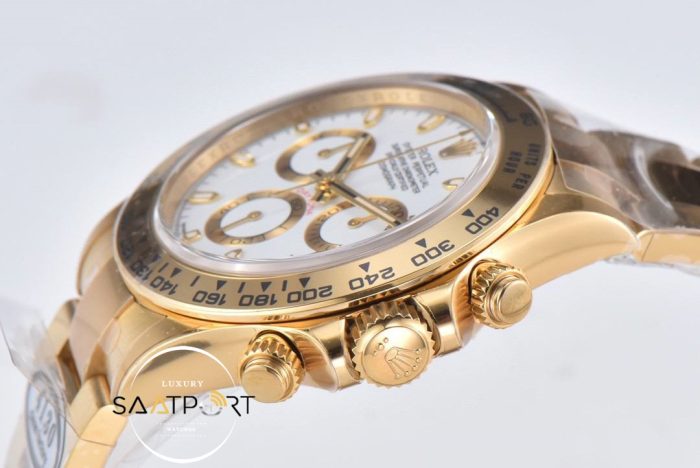 Rolex Daytona 116508 Gold Clean Factory Beyaz Kadran Super Clone