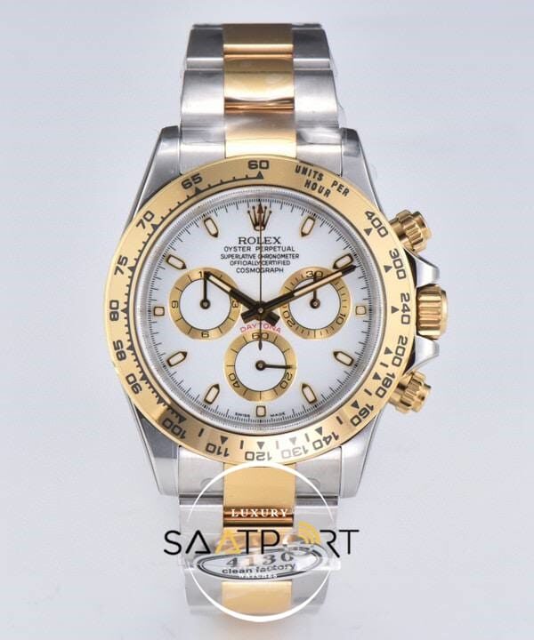 Rolex Daytona 116523 Clean Factory Two Tone Beyaz Kadran Super Clone