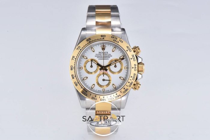 Rolex Daytona 116523 Clean Factory Two Tone Beyaz Kadran Super Clone