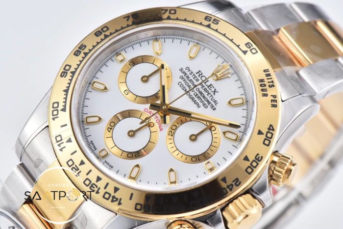 Rolex Daytona 116523 Clean Factory Two Tone Beyaz Kadran Super Clone