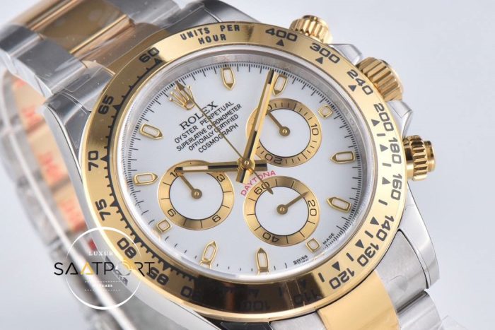 Rolex Daytona 116523 Clean Factory Two Tone Beyaz Kadran Super Clone