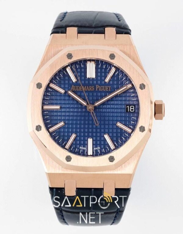 Audemars Piguet 15500 Rose Gold Mavi Kadran Deri Kordon Eta