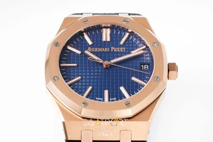 Audemars Piguet 15500 Rose Gold Mavi Kadran Deri Kordon Eta (4)
