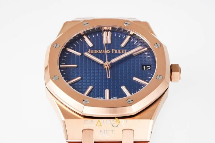 Audemars Piguet 15500 Rose Gold Mavi Kadran Deri Kordon Eta (6)