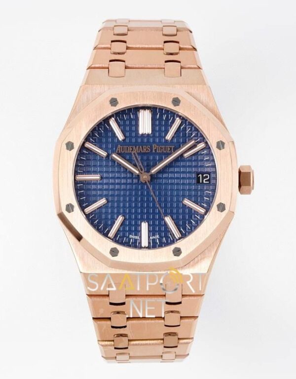 Audemars Piguet 15500 Rose Gold Mavi Kadran Super Clone Eta