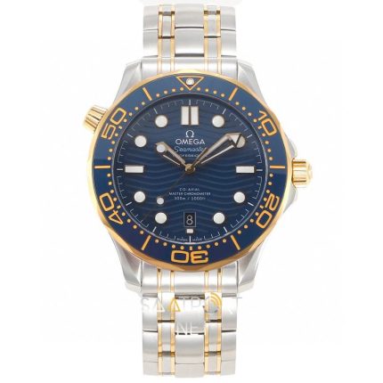 Omega Seamaster Diver 300 M Blue Dial Gold Bezel 42mm Super Clone Eta