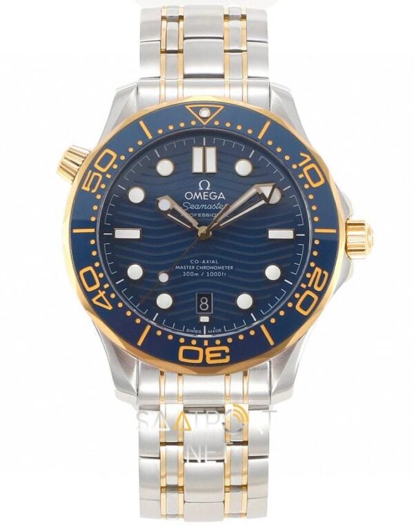 Omega Seamaster Diver 300 M Blue Dial Gold Bezel 42mm Super Clone Eta