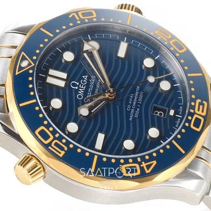 Omega Seamaster Diver 300 M Blue Dial Gold Bezel 42mm Super Clone Eta (2)