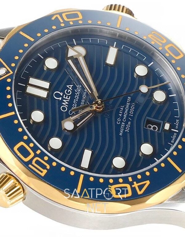 Omega Seamaster Diver 300 M Blue Dial Gold Bezel 42mm Super Clone Eta (2)