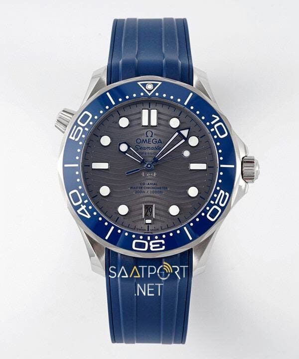 Omega Seamaster Diver 300M Gri Kadran Mavi Silikon Kayış Super Clone Eta