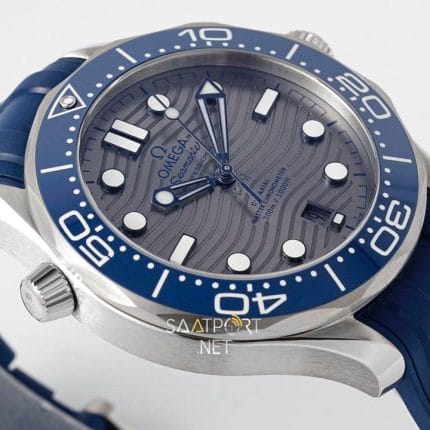 Omega Seamaster Diver 300M Gri Kadran Mavi Silikon Kayış Super Clone Eta (4)