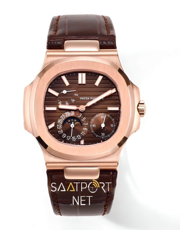 Patek Philippe Nautilus 5712 Rose Gold Deri Kordon Super Clone ETA