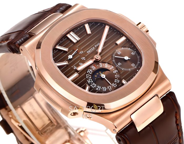 Patek Philippe Nautilus 5712 Rose Gold Deri Kordon Super Clone ETA