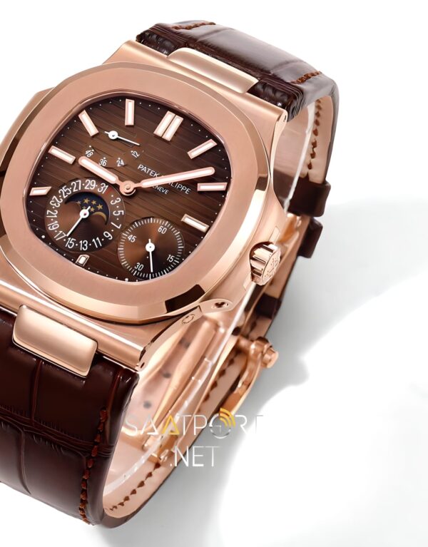 Patek Philippe Nautilus 5712 Rose Gold Deri Kordon Super Clone ETA