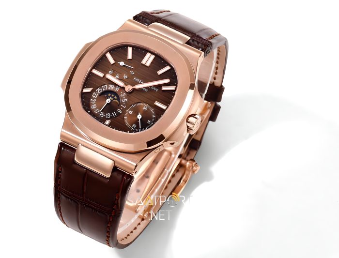 Patek Philippe Nautilus 5712 Rose Gold Deri Kordon Super Clone ETA