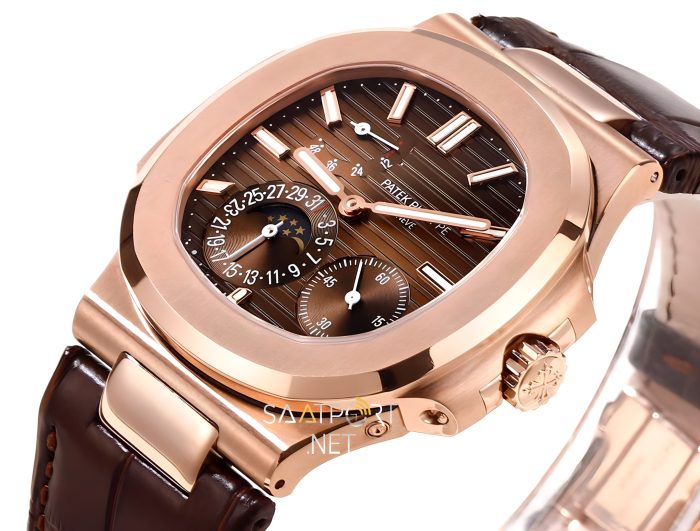 Patek Philippe Nautilus 5712 Rose Gold Deri Kordon Super Clone ETA