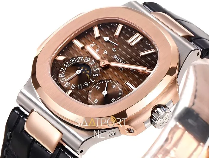 Patek Philippe Nautilus 5712 Two Tone Deri Kordon Super Clone ETA (8)