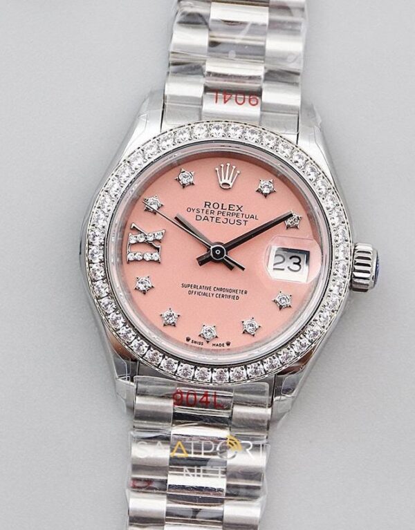 Rolex Date Just 28mm Pink Taşlı Bezel Eta Saat