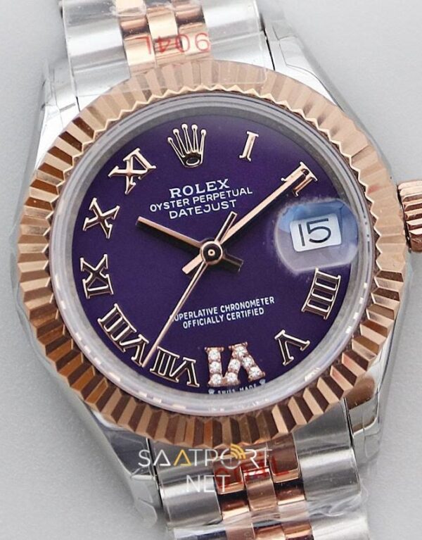 Rolex Date Just 28mm Two Tone Rose Eta Saat (3)
