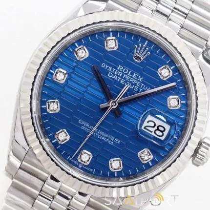 Rolex Datejust 36 Blue Motif Novelty Super clone eta saat (6)