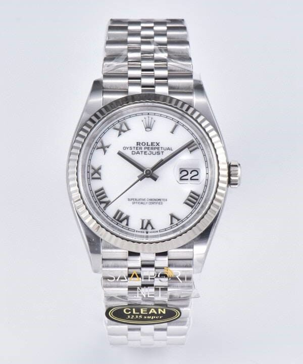 Rolex Datejust 36mm White Roman Dial Super Clone Eta