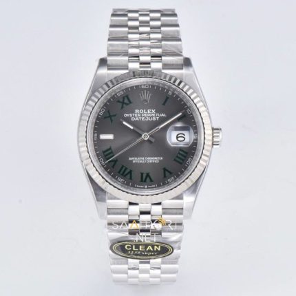 Rolex Datejust 36mm Wimbledon Gray Green Roman Super Clone Eta