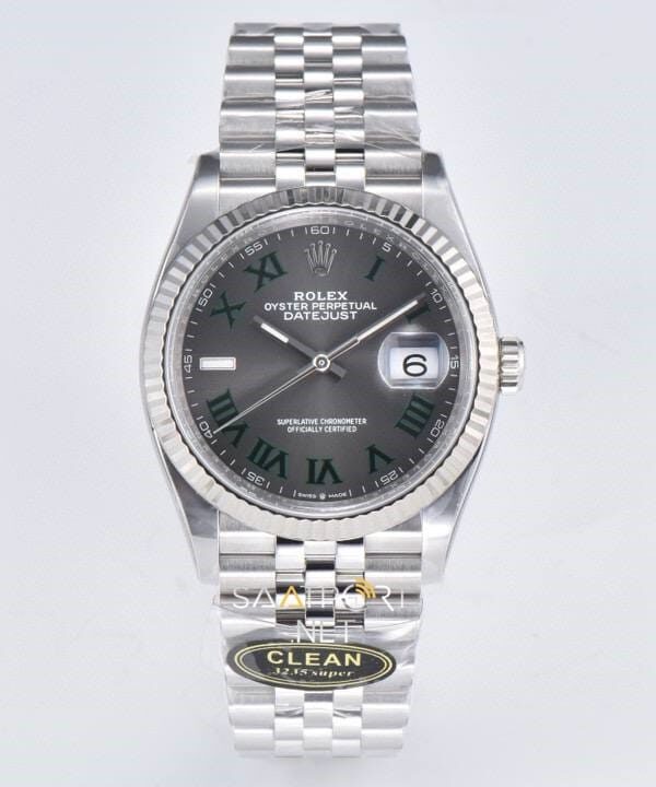 Rolex Datejust 36mm Wimbledon Gray Green Roman Super Clone Eta