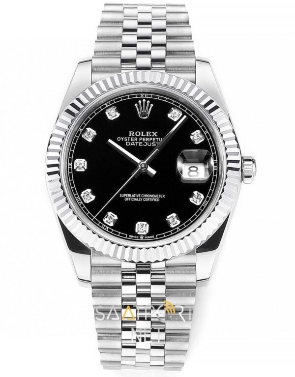 Rolex Datejust 41mm 126334 Taşlı Siyah Kadran Super Clone Eta