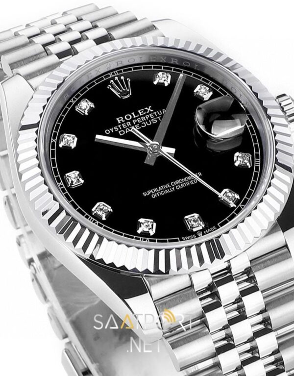Rolex Datejust 41mm 126334 Taşlı Siyah Kadran Super Clone Eta (2)